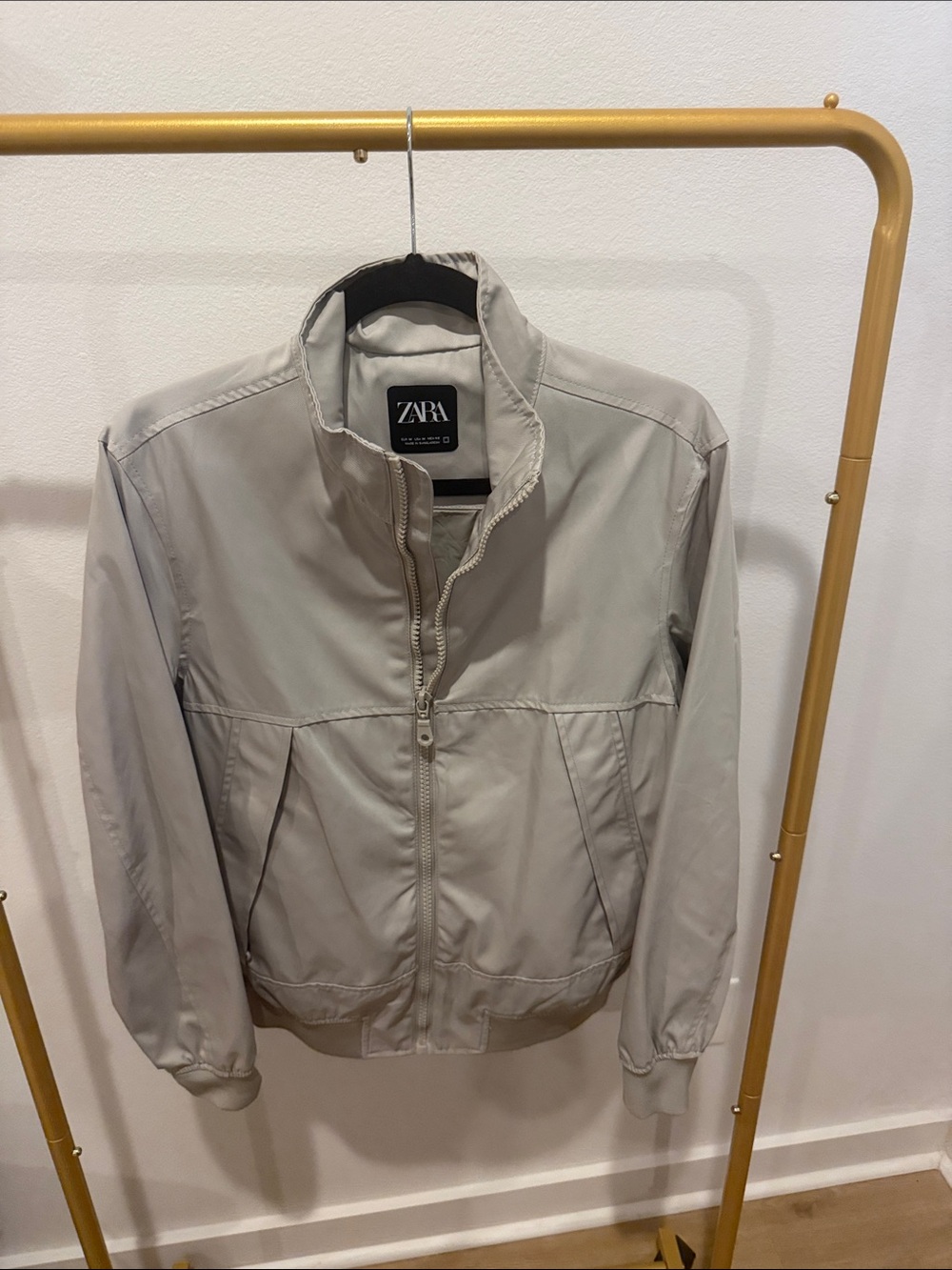 ZARA Light Gray Men's Casual Zip Bomber Jacket